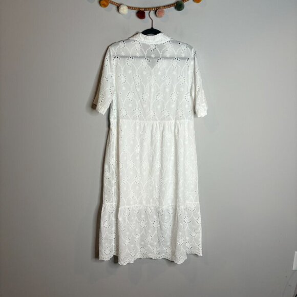 Valentina Naldi Italian white embroidered eyelet midi dress - Picture 5 of 5